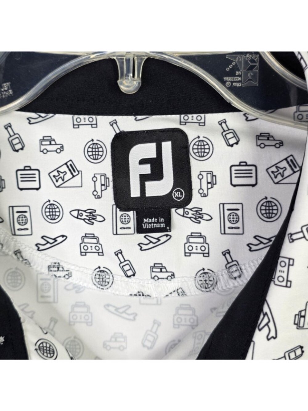 FootJoy Polo Shirt Mens XL White Travel Print Golf Stretch Lightweight Lisle - Picture 3 of 10